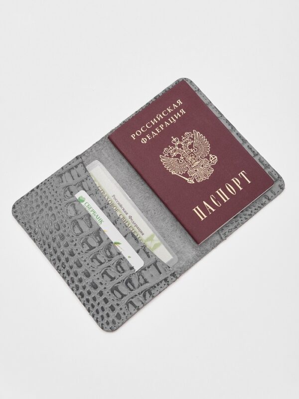 Обложка для паспорта серая