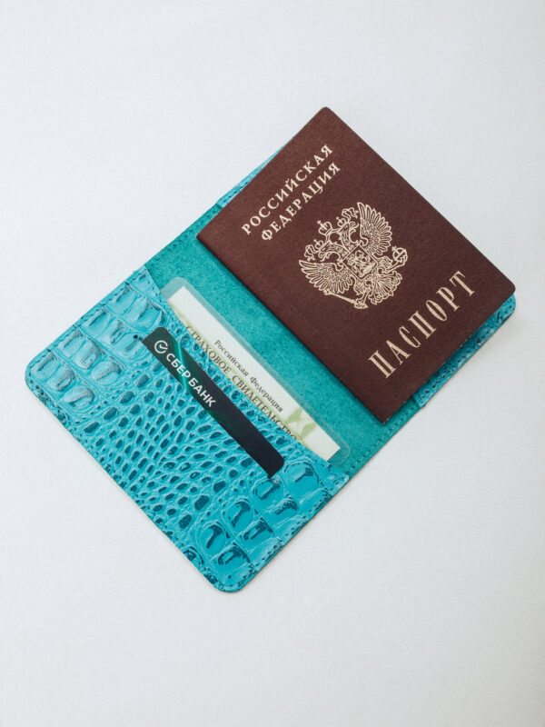 Обложка для паспорта бирюзовая