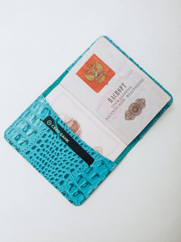 Обложка для паспорта бирюзовая