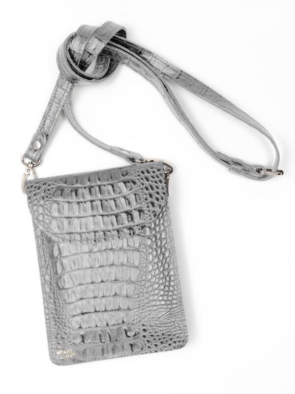 Сумка для телефона через плечо серая