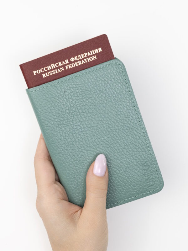 Обложка для паспорта, зернистая кожа, мятная