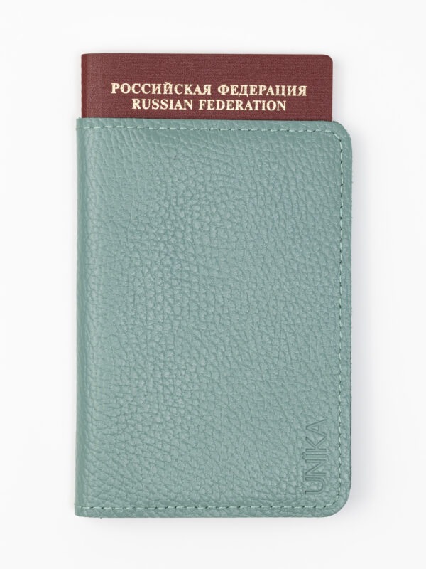 Обложка для паспорта, зернистая кожа, мятная
