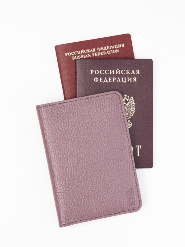 Обложка для паспорта, зернистая кожа, розовая
